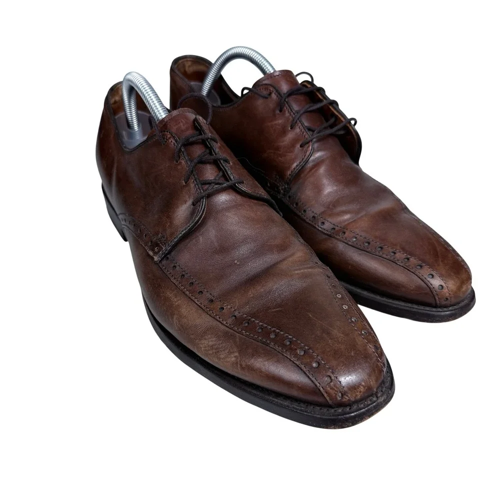Allen Edmonds Wendell Dress Shoes Mens 10 D Brown Leather Brogue Split Toe Derby